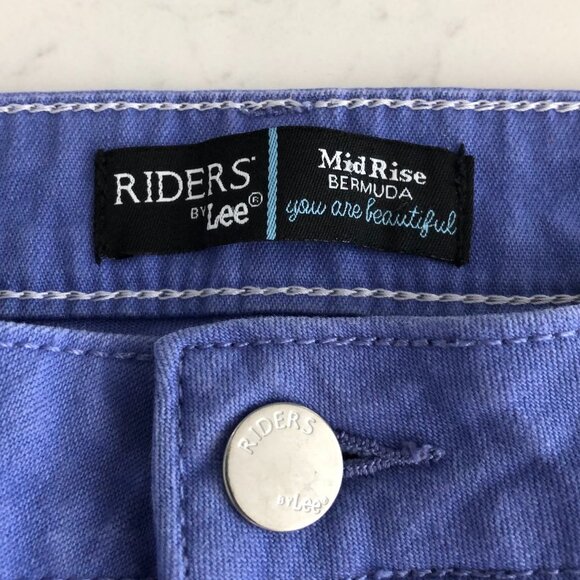 Lee Riders by Lee Casual Mid Rise Bermuda 5 Pocket Denim Jean Shorts Blue Sz 6 - Picture 6 of 8